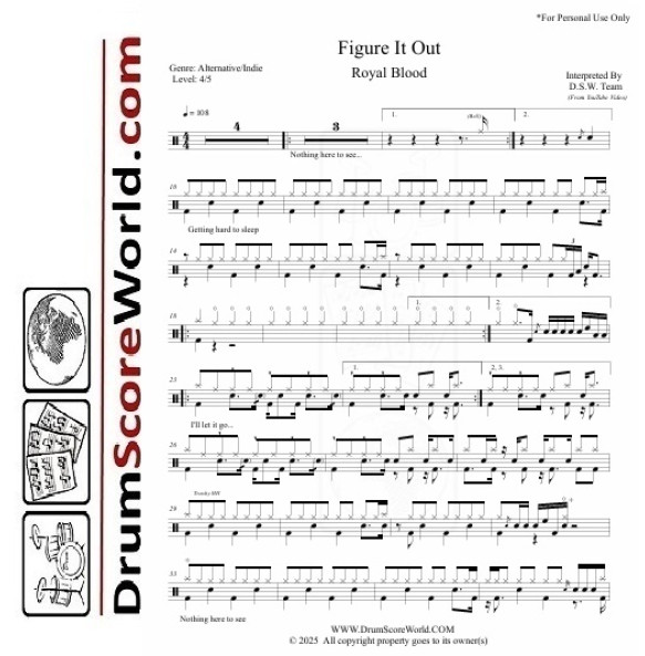 Royal Blood - Figure It Out - Drum Sheet Royal Blood - Figure It Out - Drum Sheet